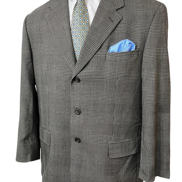 Brandini Tailored for Foleys Mens Sports Blazer 100% Wool Houndstooth Pe… - Picture 4 of 8